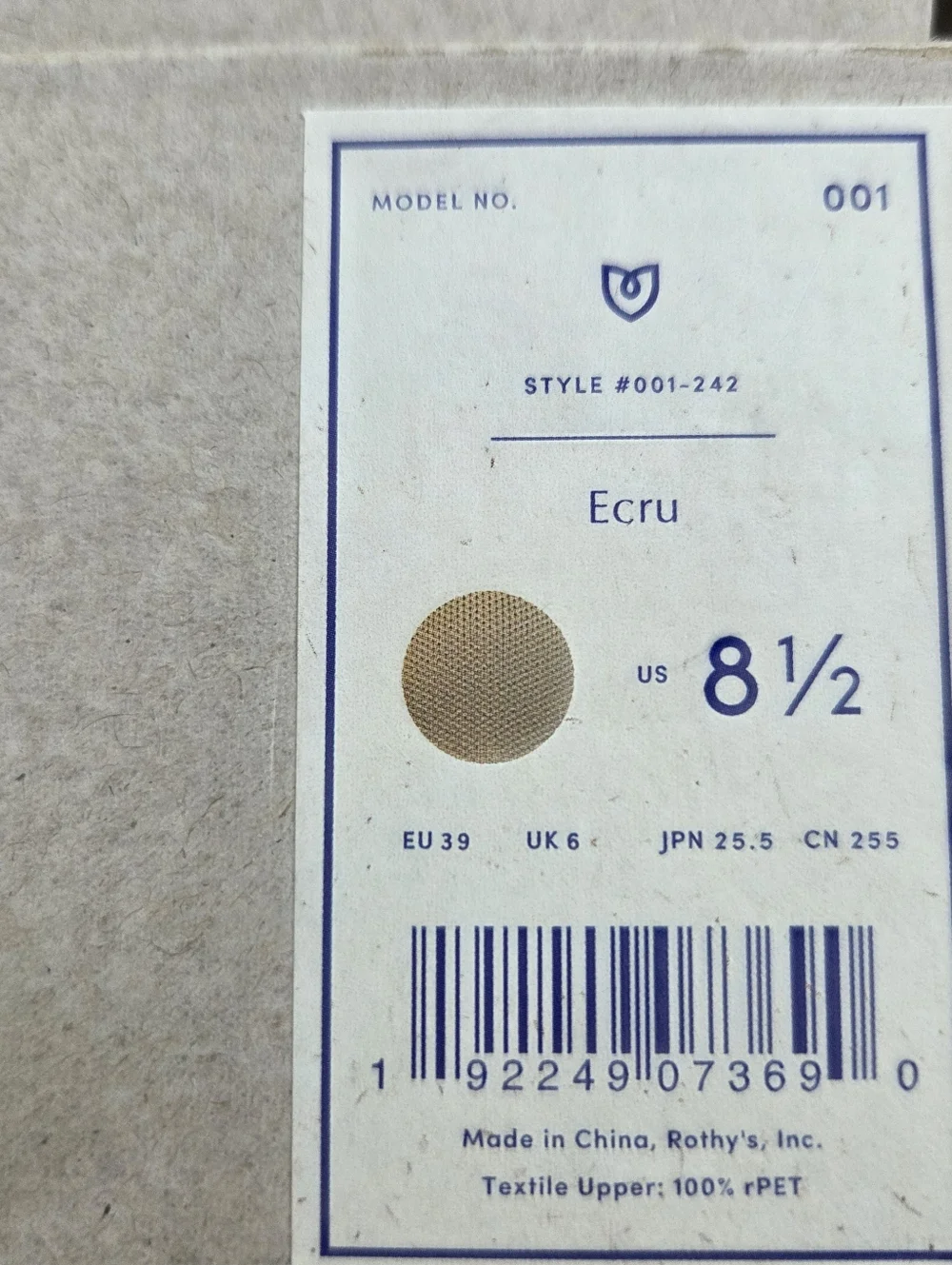 Rothy's Ecru Daily Flats Size 8.5 Pre-Loved Very Good Condition - Picture 9 of 10